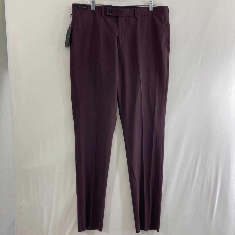 New Ted Baker Mens size 38 Jefferson Pants Maroon Wool Trousers Preppy